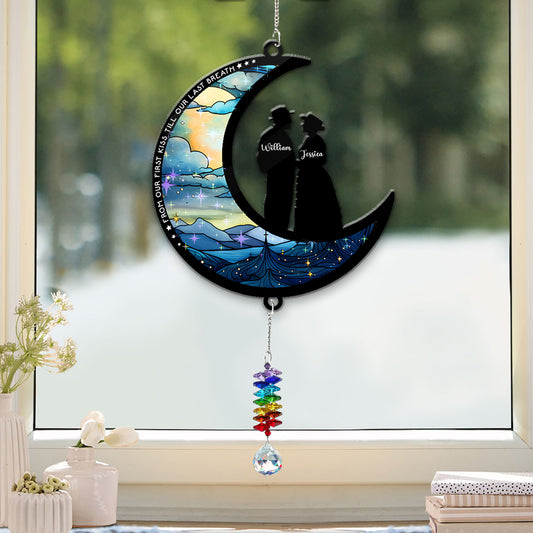 Our First Kiss And Last Breath - Ornament Hanging Piece With Crystal Charm - Couple Gift