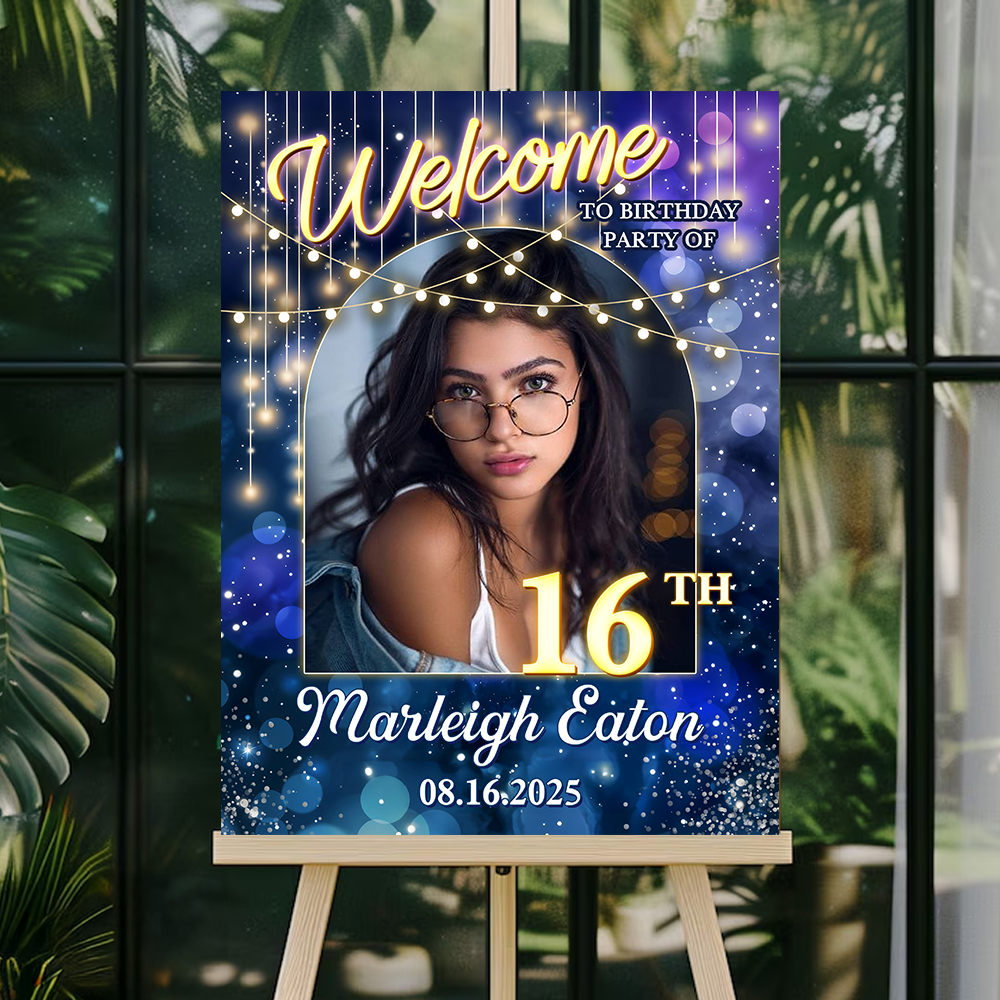 Personalized Birthday Sign - Custom Name & Photo Law Sign - Birthday Party Welcome Sign