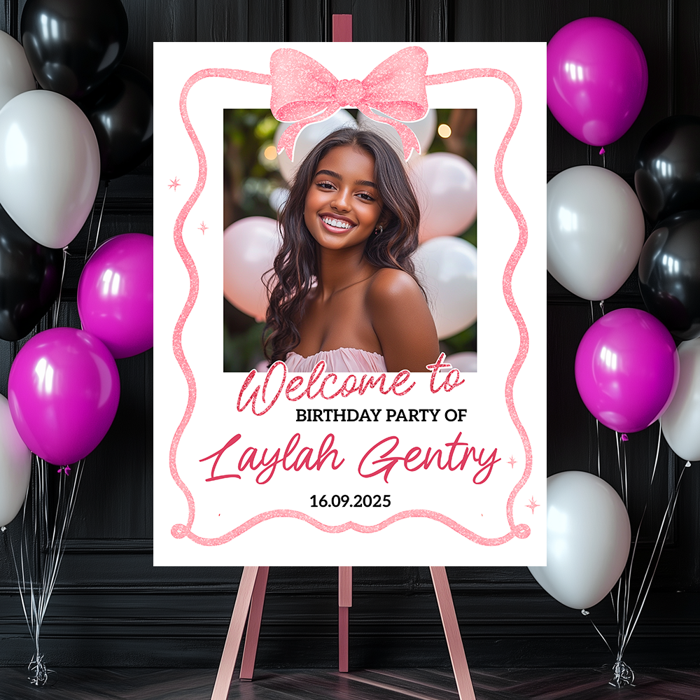 Birthday Party Sign - Custom Name & Photo Law Sign - Welcome To My Birthday Sign