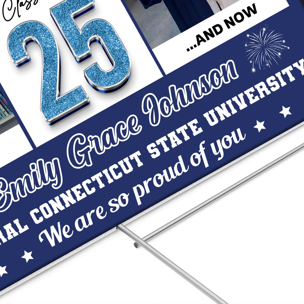 Class of 2025 Graduation Lawn Sign | Custom Name, School & Photo | Proud Graduate Yard Sign