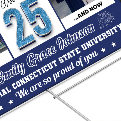 Class of 2025 Graduation Lawn Sign | Custom Name, School & Photo | Proud Graduate Yard Sign