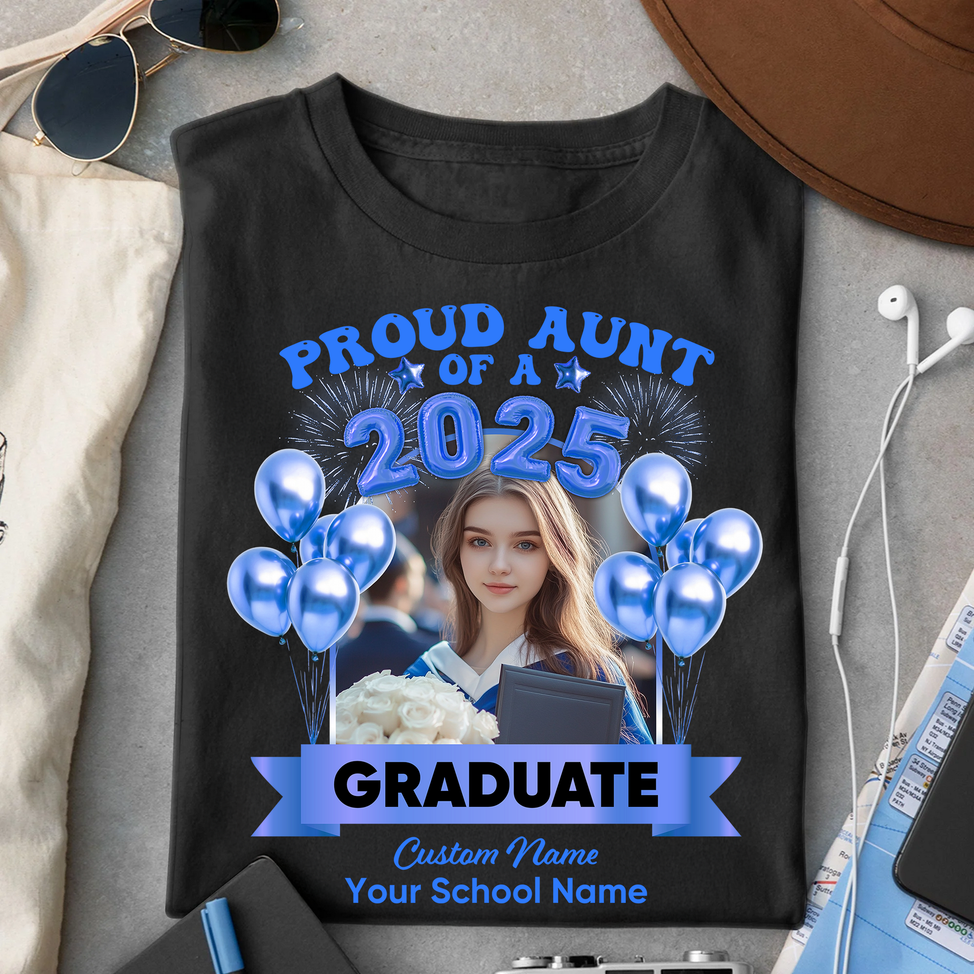 Proud Family Of A 2025 Personalized Graduation Shirt Upload Photo T-shirt, Graduation Gift