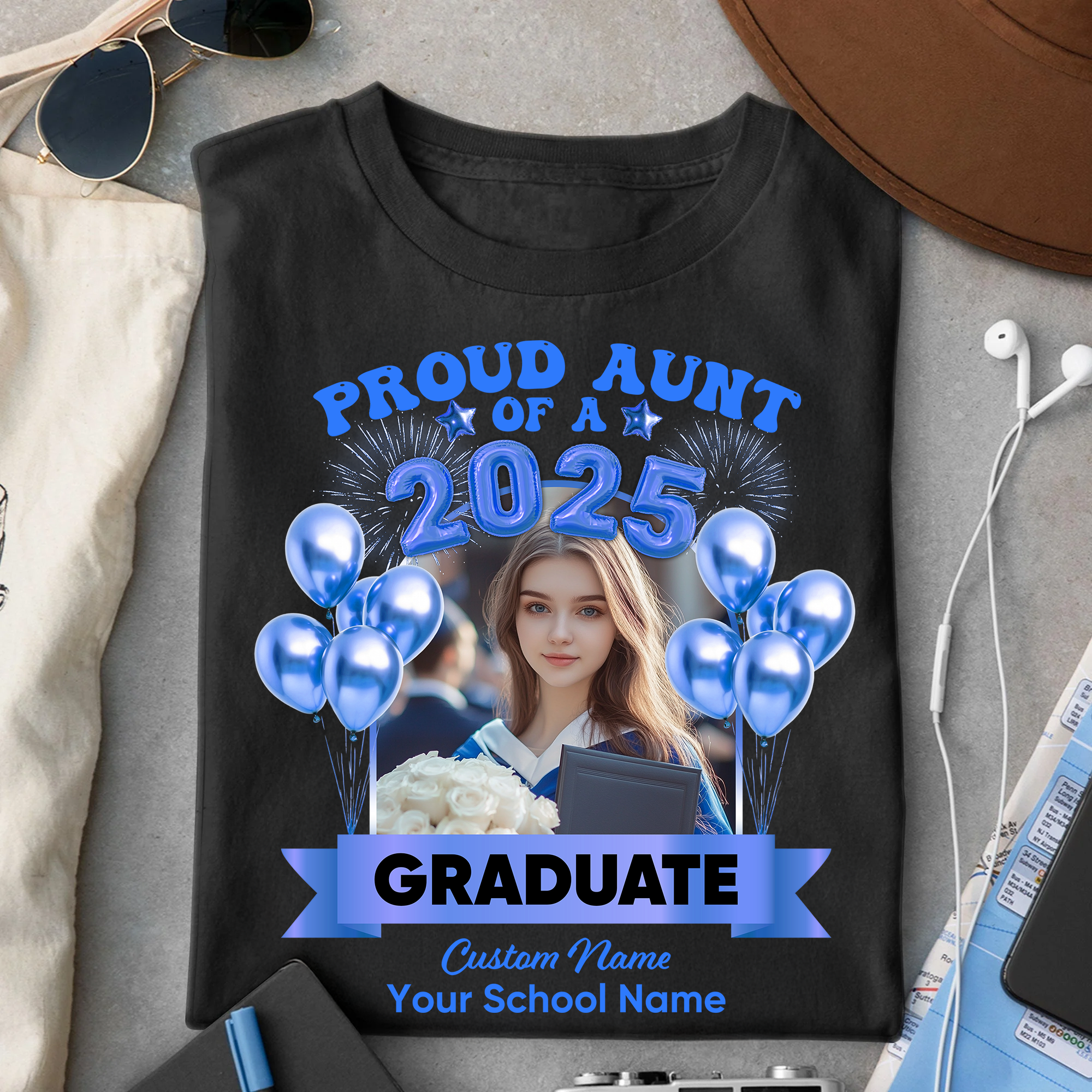 Proud Family Of A 2025 Personalized Graduation Shirt Upload Photo T-shirt, Graduation Gift