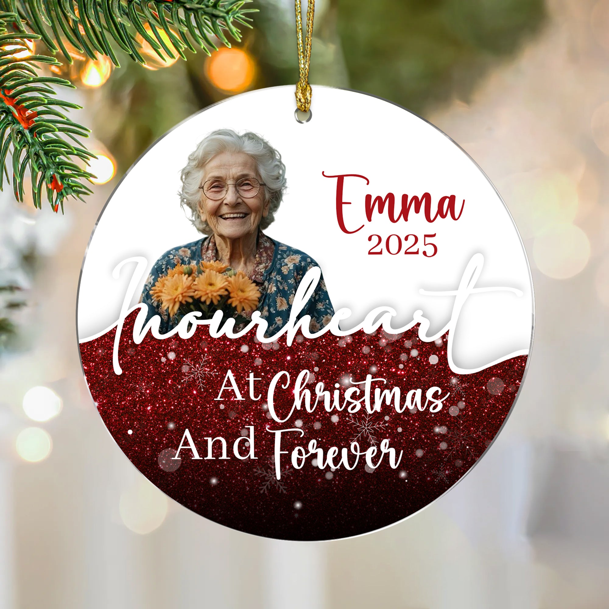Christmas In Heaven - Custom Name and Photo - Custom Shape Hologram Ornament