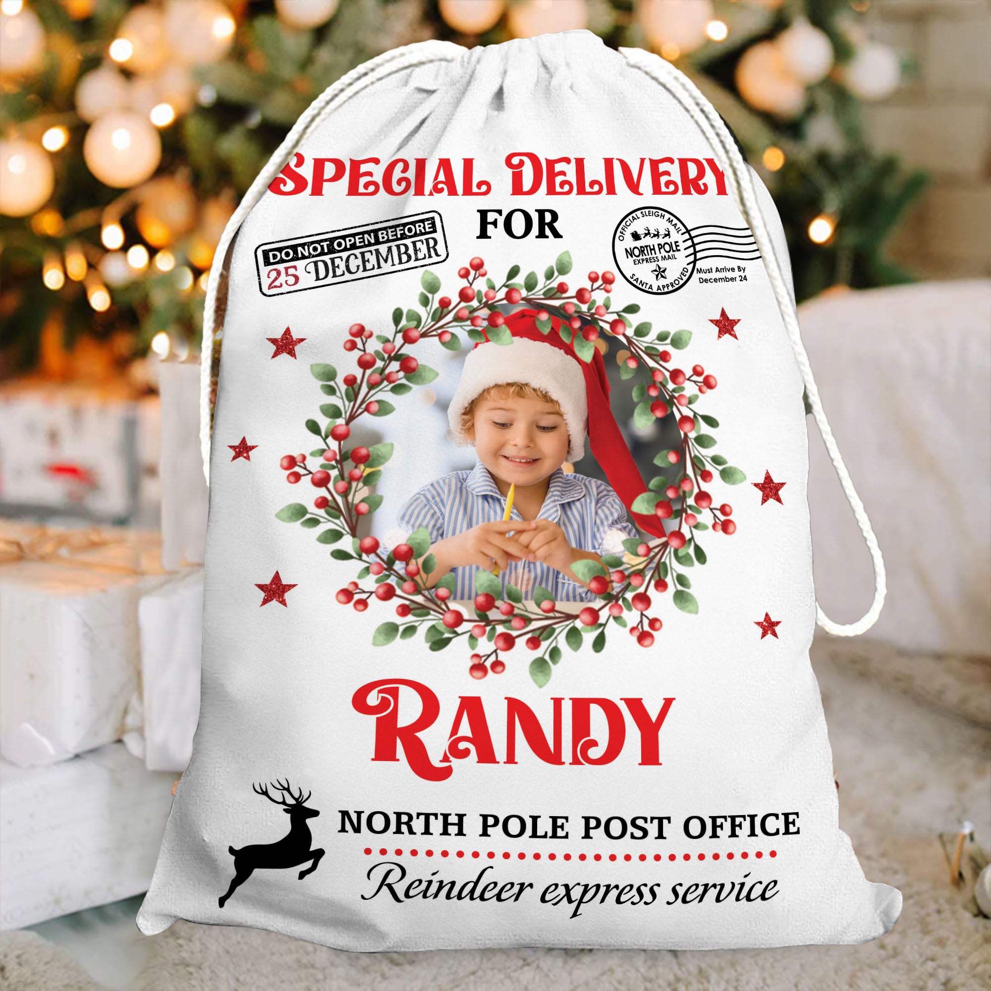 Special Delivery - Christmas Bag Custom Photo  - Christmas Sack Gift