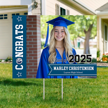 Custom Graduation Lawn Sign - Class of 2025, Personalized Name, School & Photo