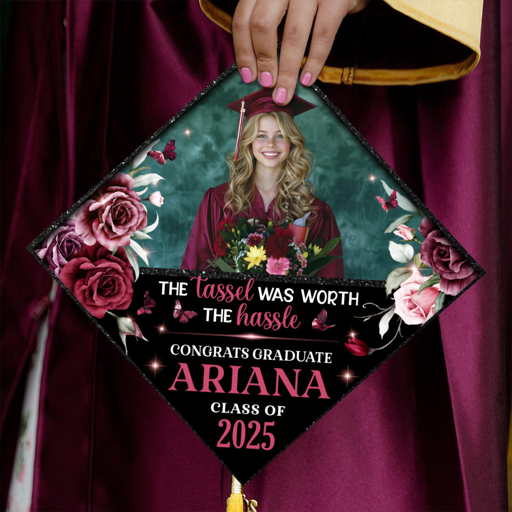 Personalized Class Of 2025 Photo Graduation Cap Topper, Decorations For Grad Cap