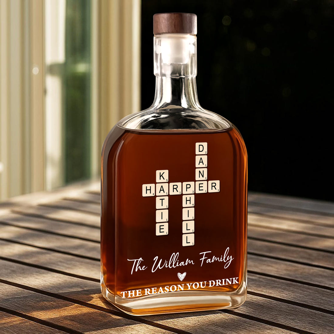 The Reason You Drink - Custom Family Name - Personalized Custom Whiskey Bottle
