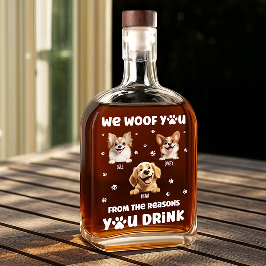 We Woof You - Custom Pet Photo and Name - Personalized Custom Whiskey Bottle