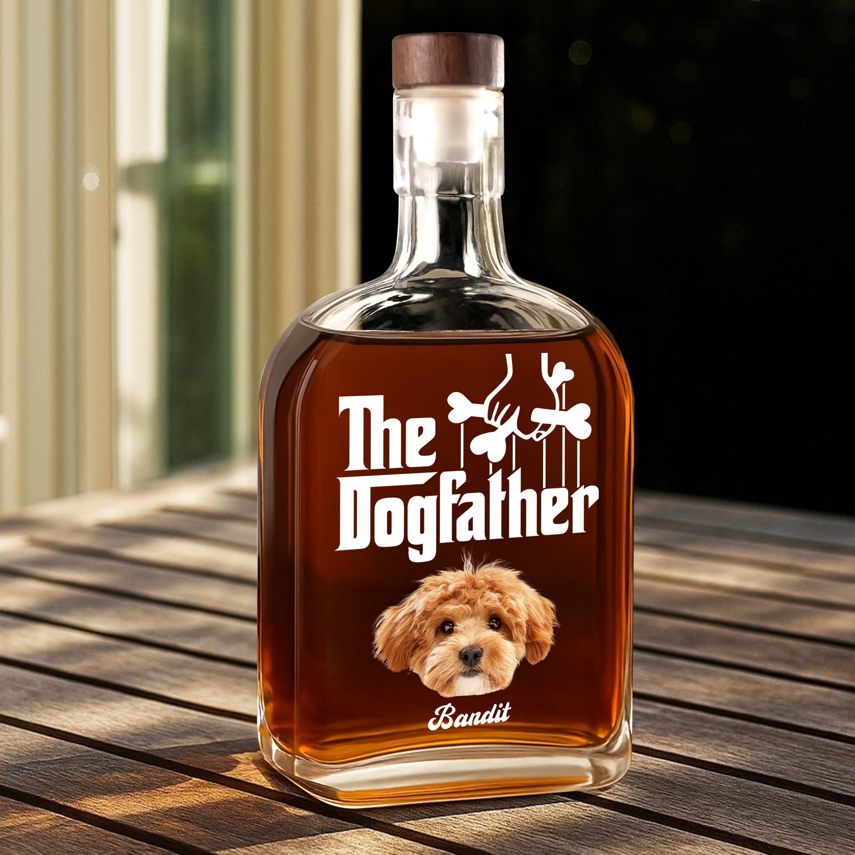 Pet Lover Gift - Custom Pet Photo and Name - Personalized Custom Whiskey Bottle