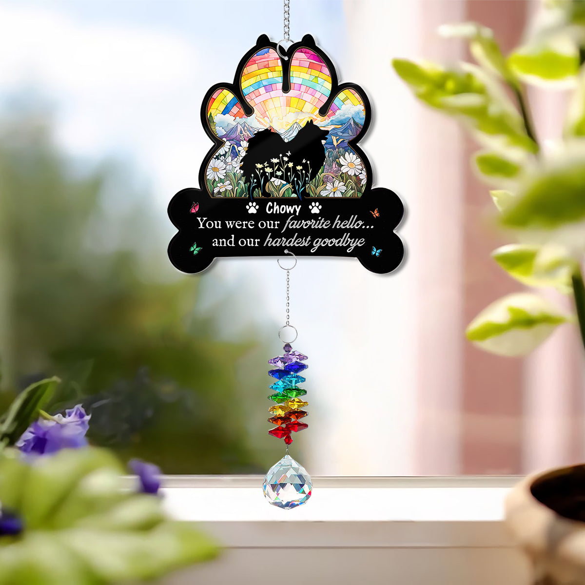 Hardest Goodbye - Pet Memorial Gift - Ornament Hanging Piece With Crystal Charm
