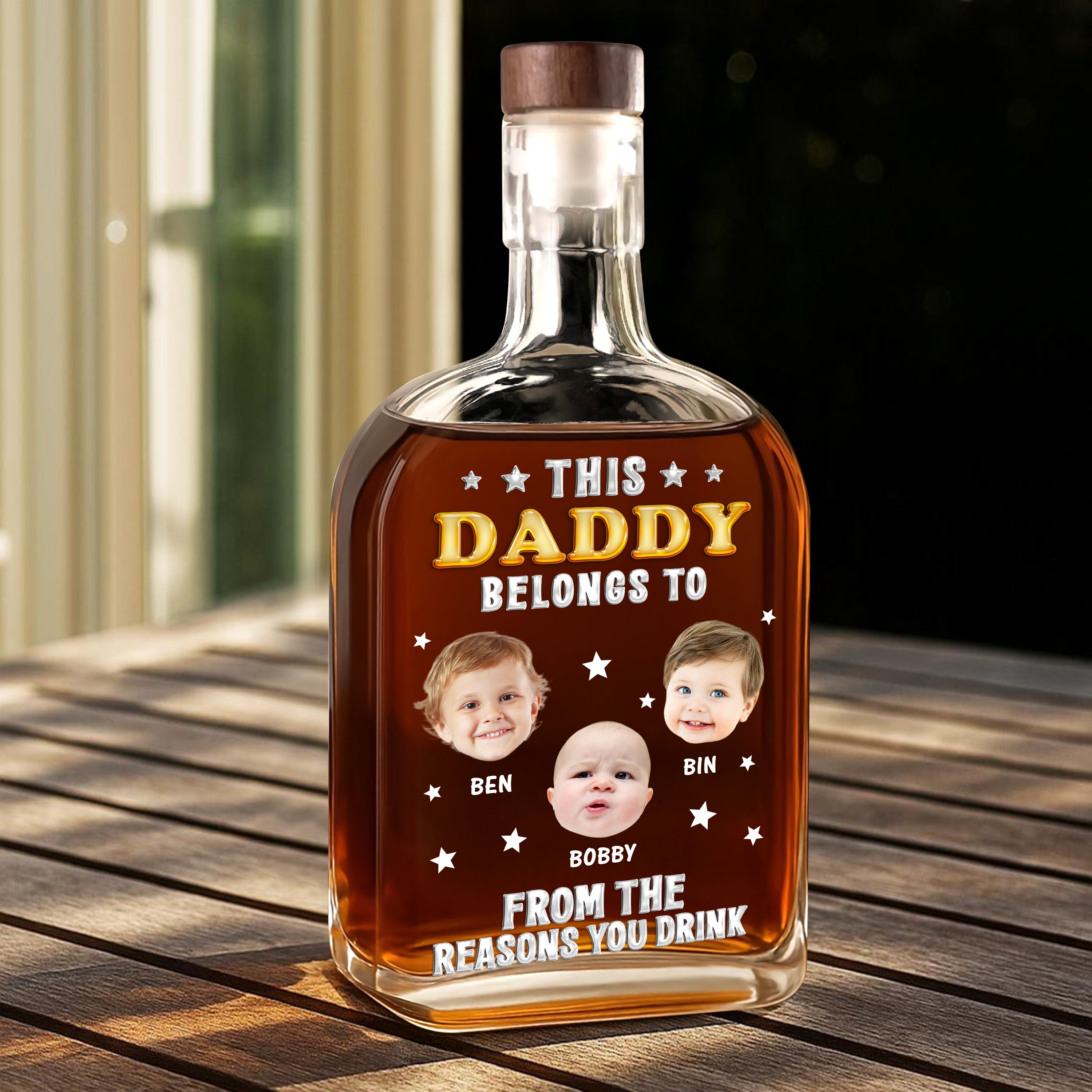 This Daddy Belong to - Custom Name and Face Photo - Personalized Custom Whiskey Bottle