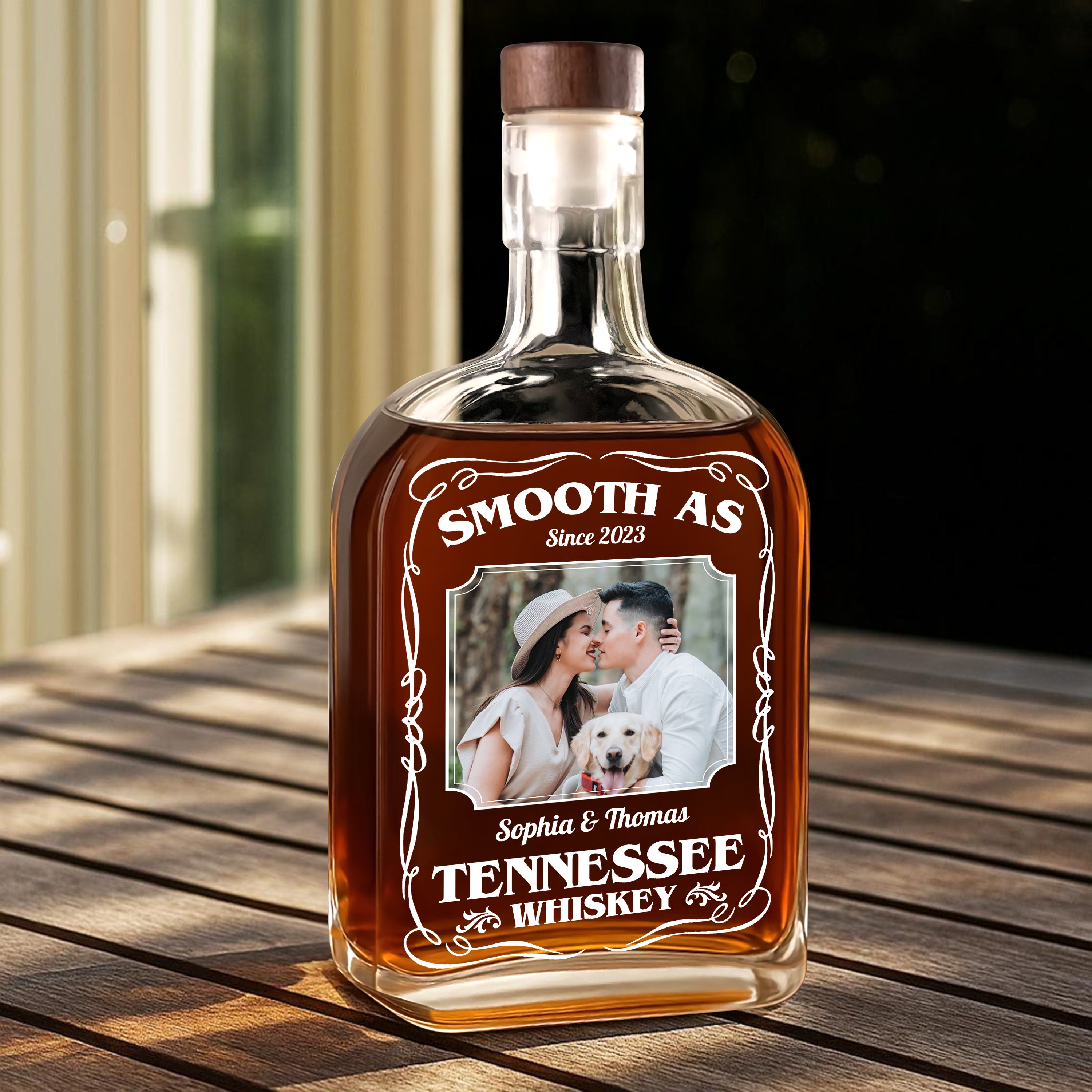 Custom Family Name and Photo - Personalized Custom Whiskey Bottle