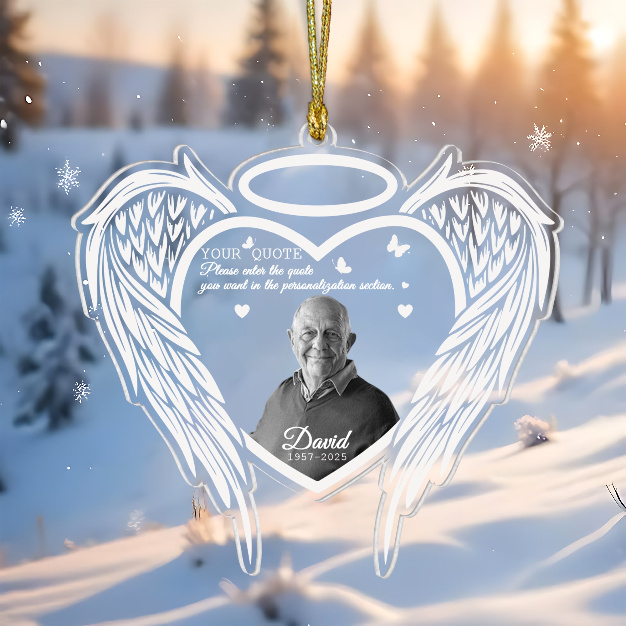 Custom Name and Photo Memorial Ornament - Custom Shape Hologram Ornament - Christmas Gift