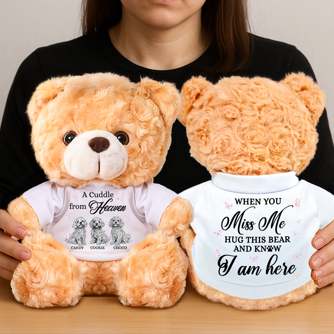 A Cuddle From Heaven - Personalized Pet Memorial Bear Plush - Pet Memorial Gift