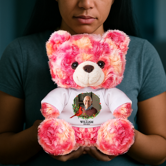 Personalized Memorial Bear Plush - Custom Name and Photo Teddy Bear
