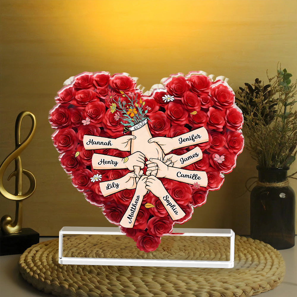Family Heart - Personalized Name Gift - Custom Shape Acrylic Block Plaque