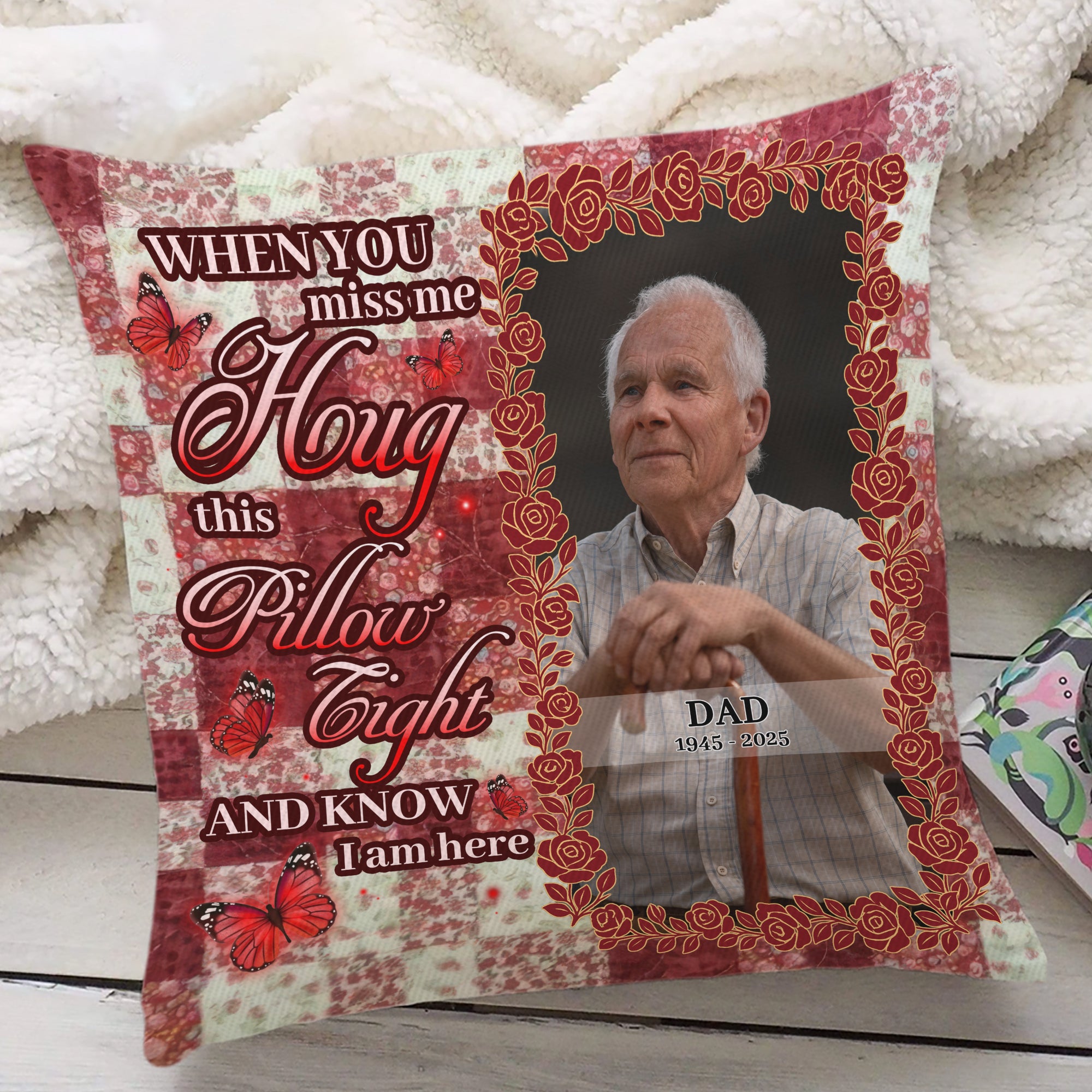 Know I Am Here - Custom Name and Photo Sympathy Gift - Personalized Memorial Pillow