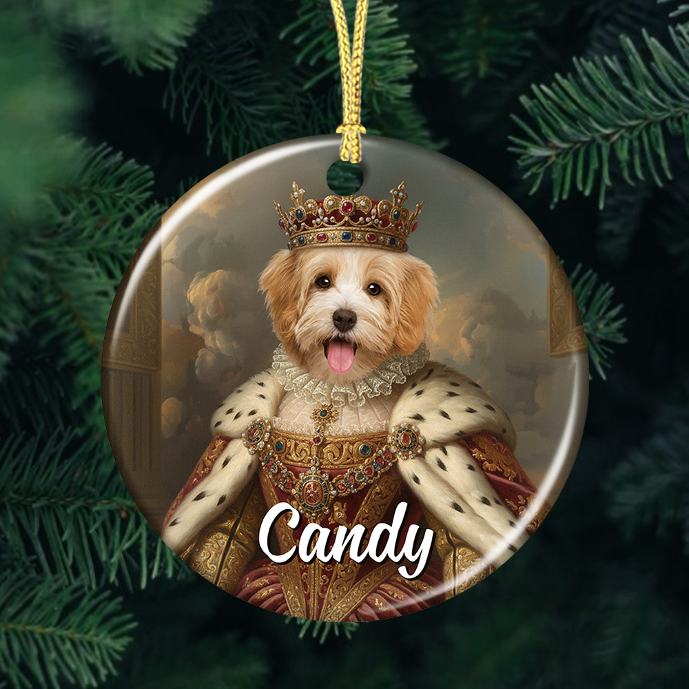 Custom Photo Royal Style - Pet Lover Gift - Personalized Ceramic Ornament