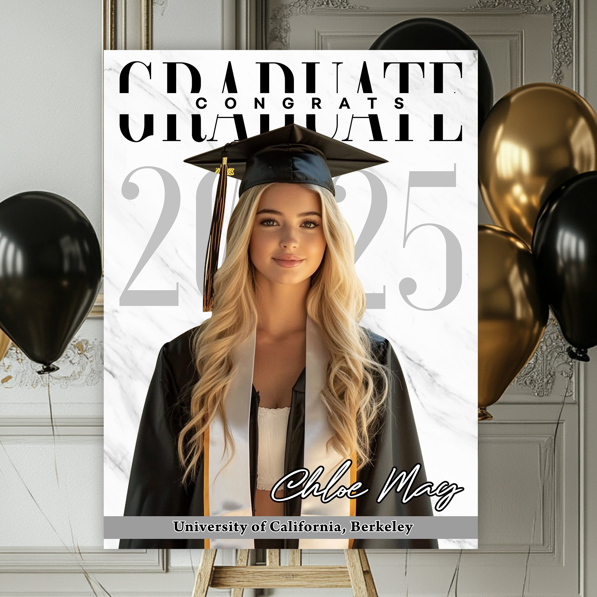 Congrats Graduation - Custom Name, School Name & Photo Law Sign - Class of 2025