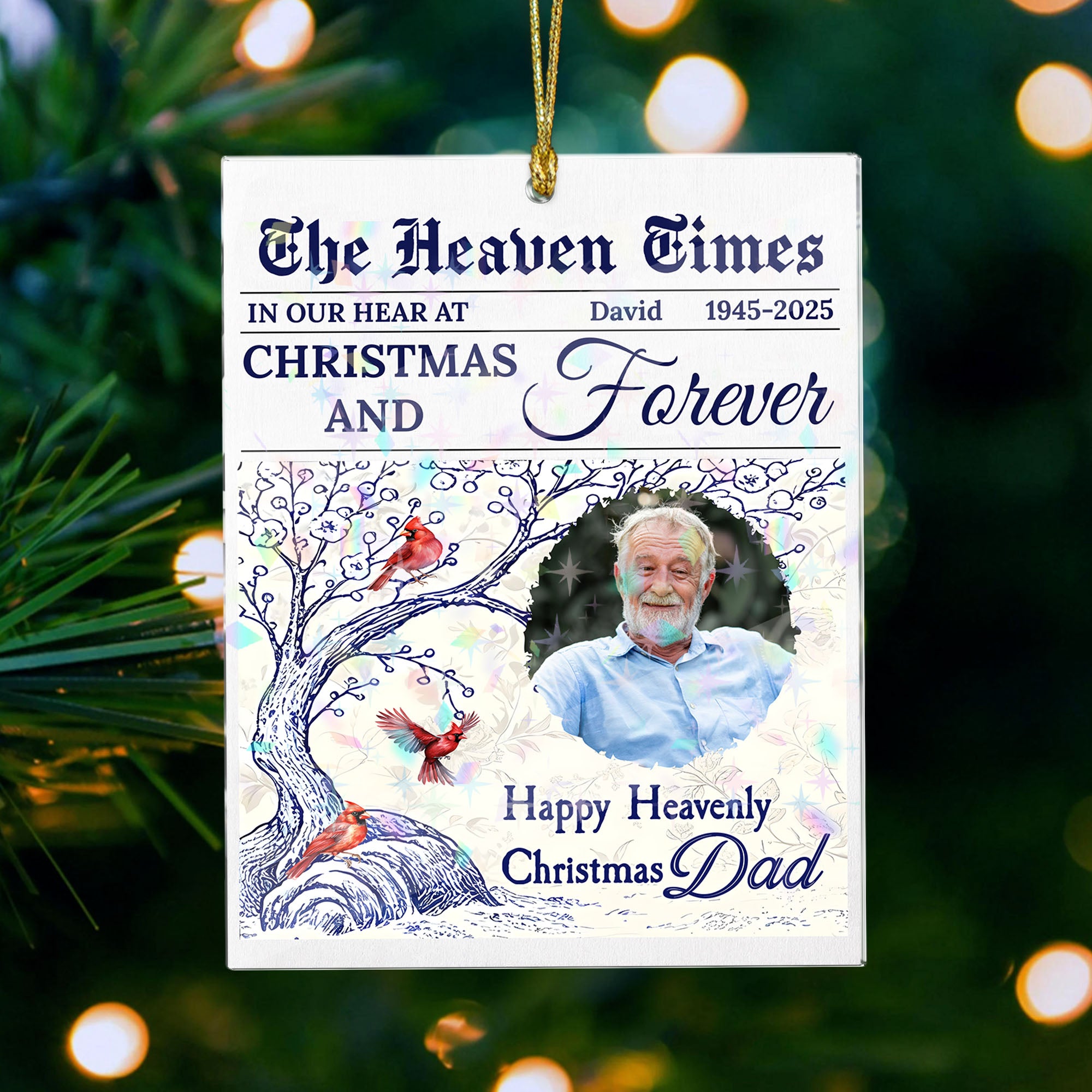 The Heaven Times - Custom Name and Photo - Custom Shape Hologram Ornament