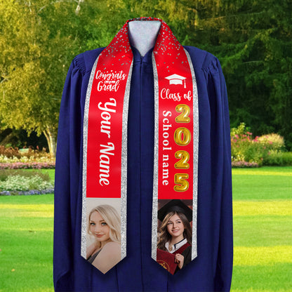 Custom Graduation Stoles | Personalized With Photo, Name & School | Class Of 2025 Gift