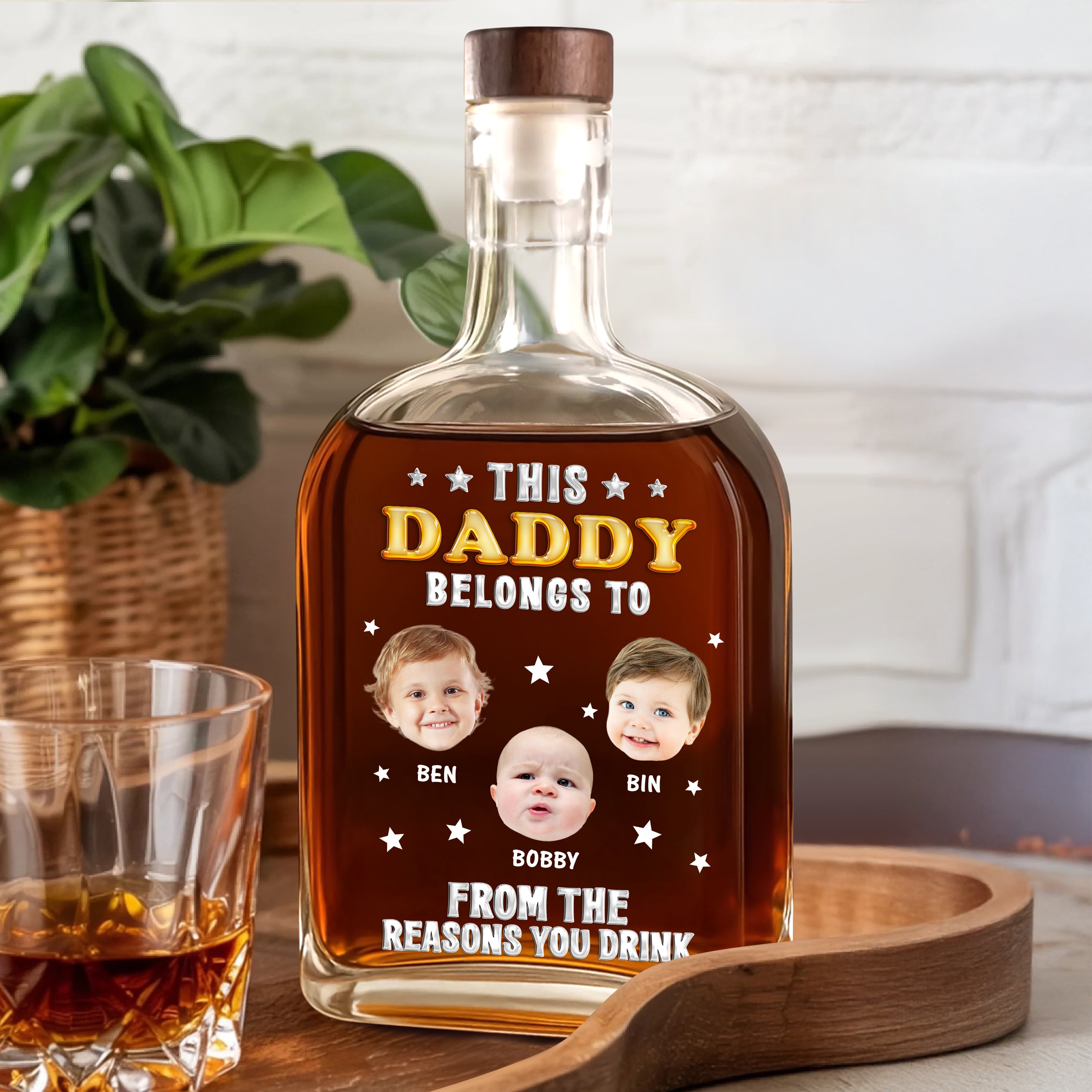 This Daddy Belong to - Custom Name and Face Photo - Personalized Custom Whiskey Bottle
