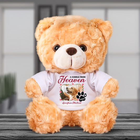 A Cuddle From Heaven - Memorial Gift - Custom Name and Photo Teddy Bear