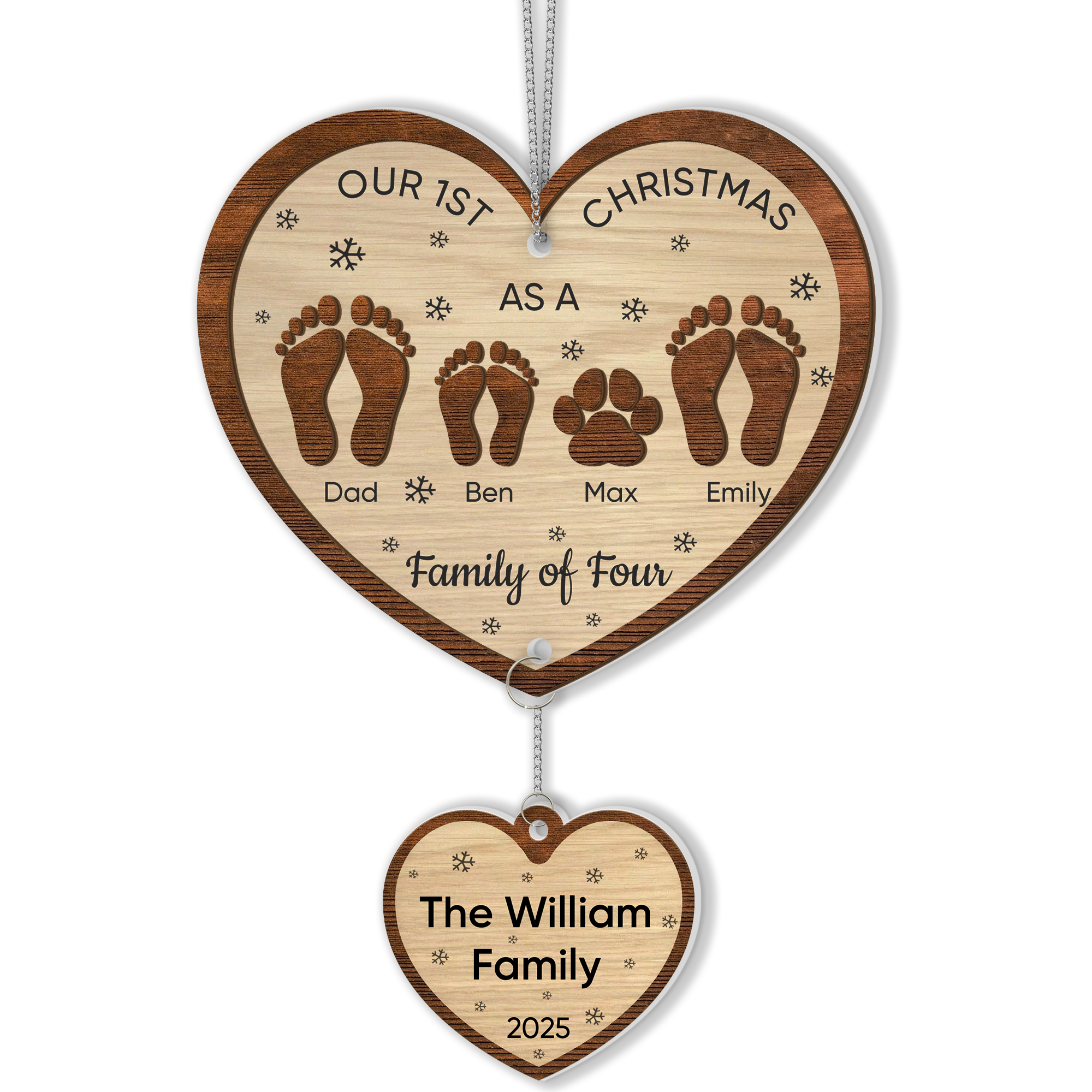Our 1st Christmas -  1 Layered Suncatcher with Charm - Family Gift
