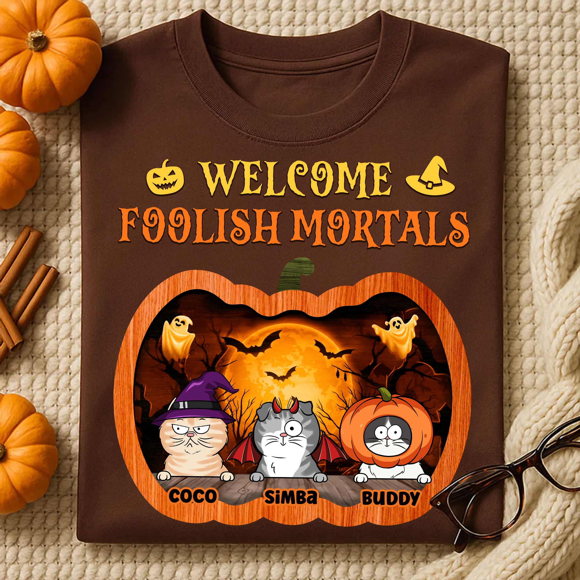 Custom Cat Names Shirt - Personalized Shirt Custom T-shirt - Halloween Shirt for Pet Lovers