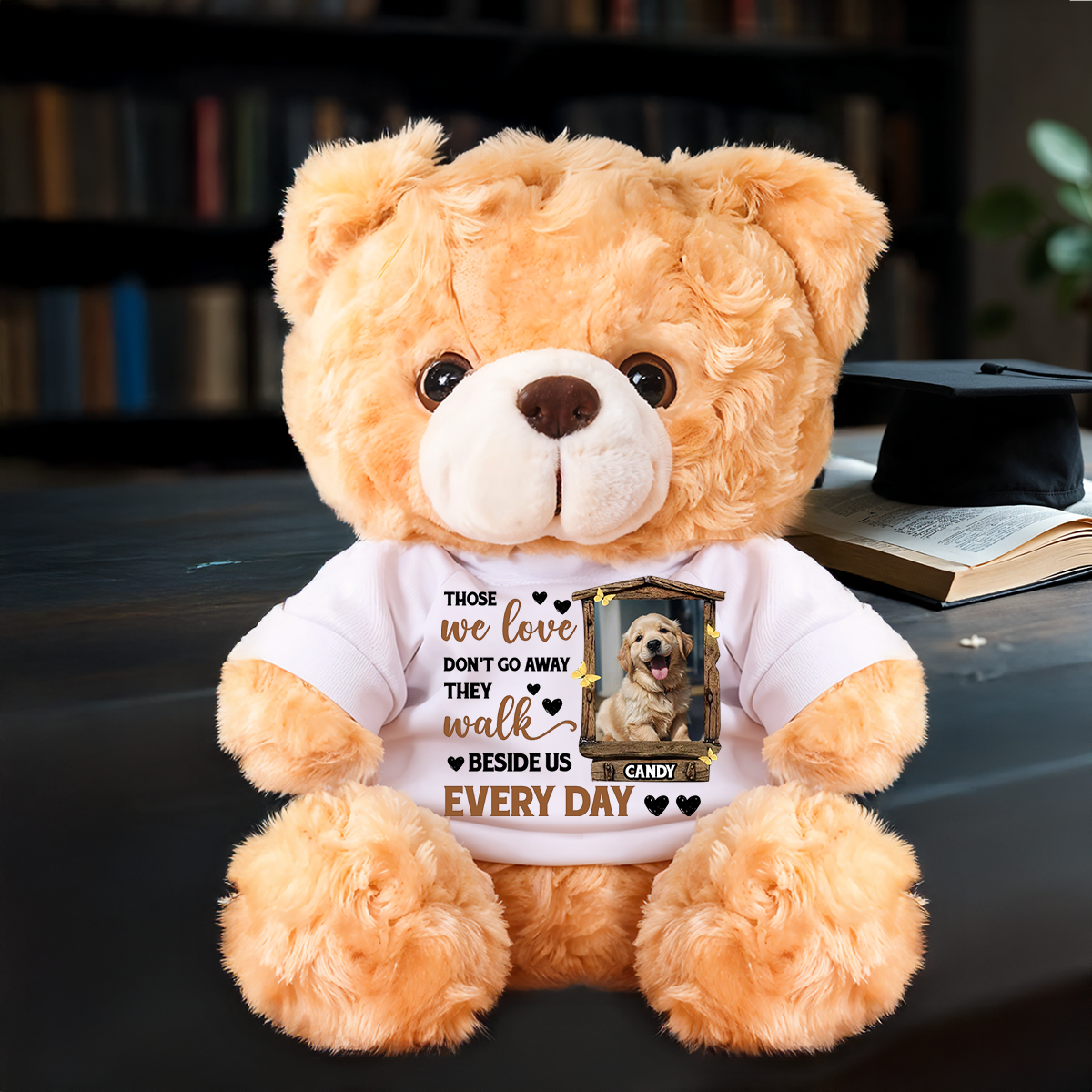 Those We Love Don't Go Away - Personalized Memorial Bear Plush - Custom Photo and Name Bear