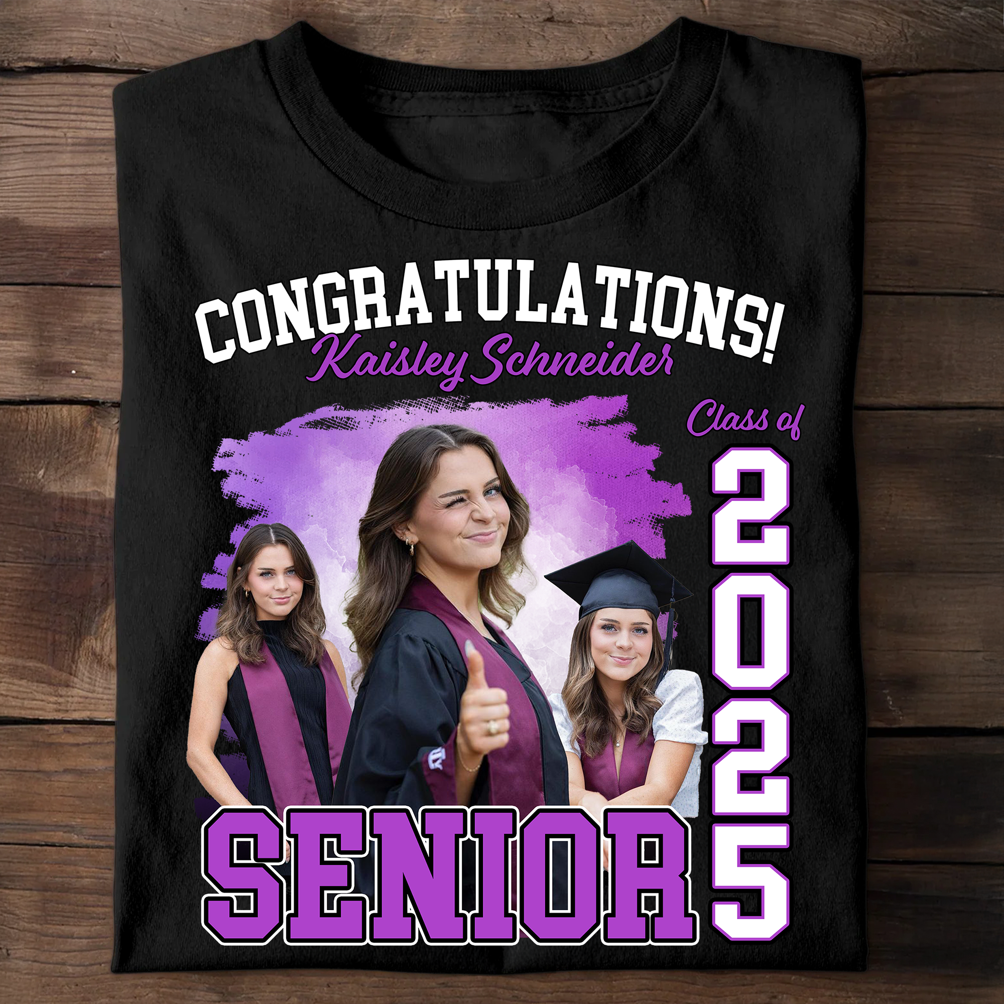 Congratulations Class Of 2025 SENIOR Personalized Graduation Shirt Upload Photo T-shirt, Graduation Gift