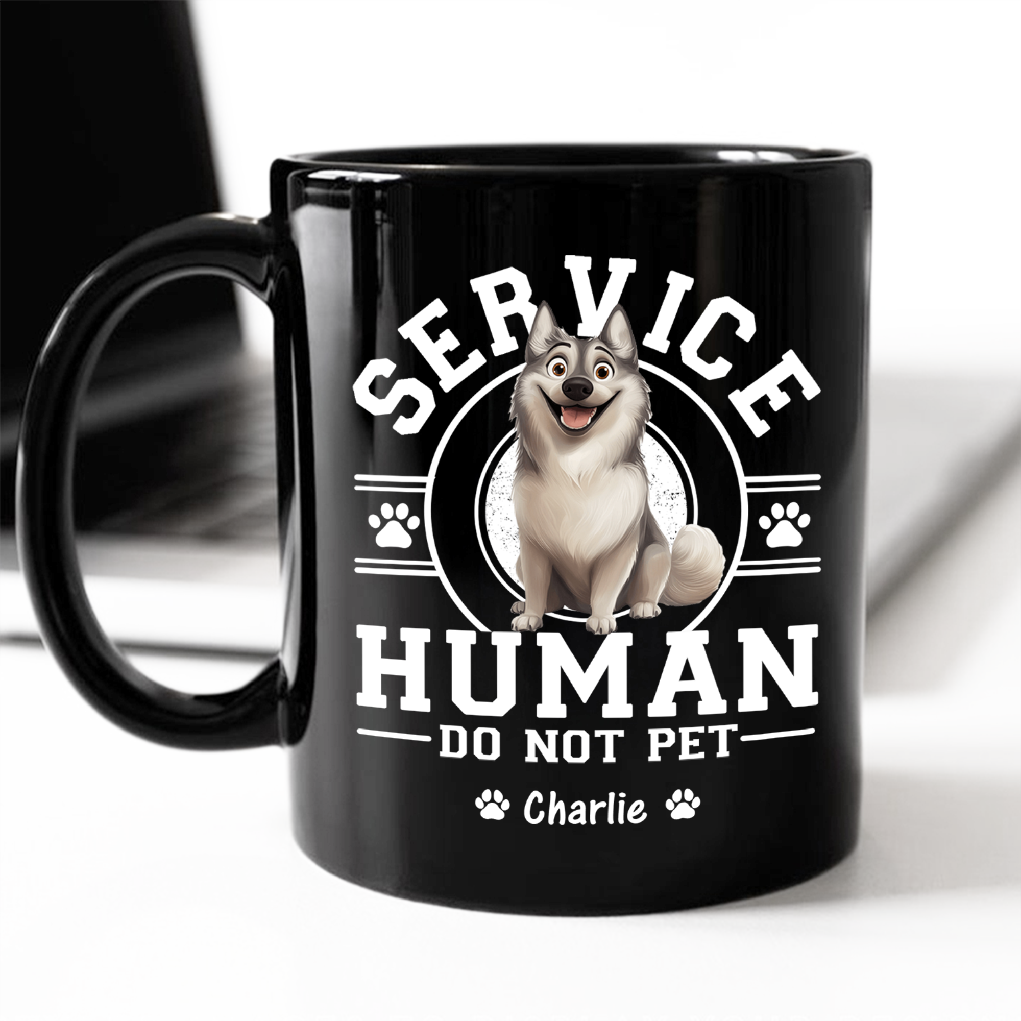 Service Human Do Not Pet - Custom Dog Name - Personalized Mug for Dog Lover