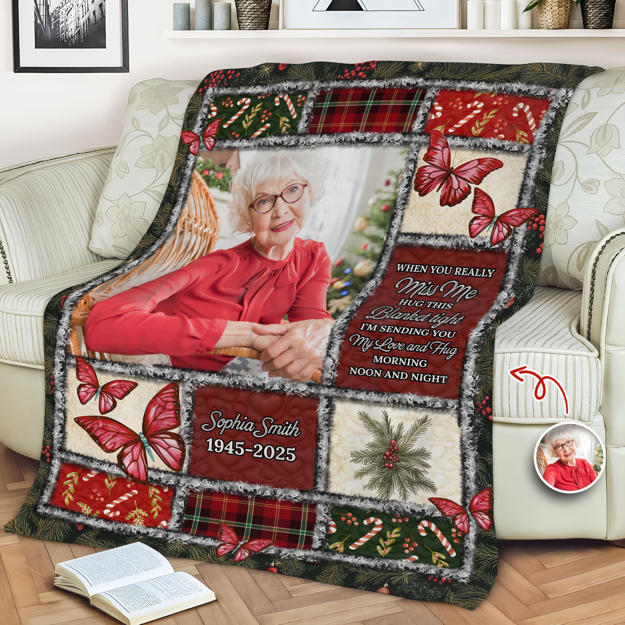 When You Miss Me - Custom Name and Photo Memorial Blanket - Christmas Gift