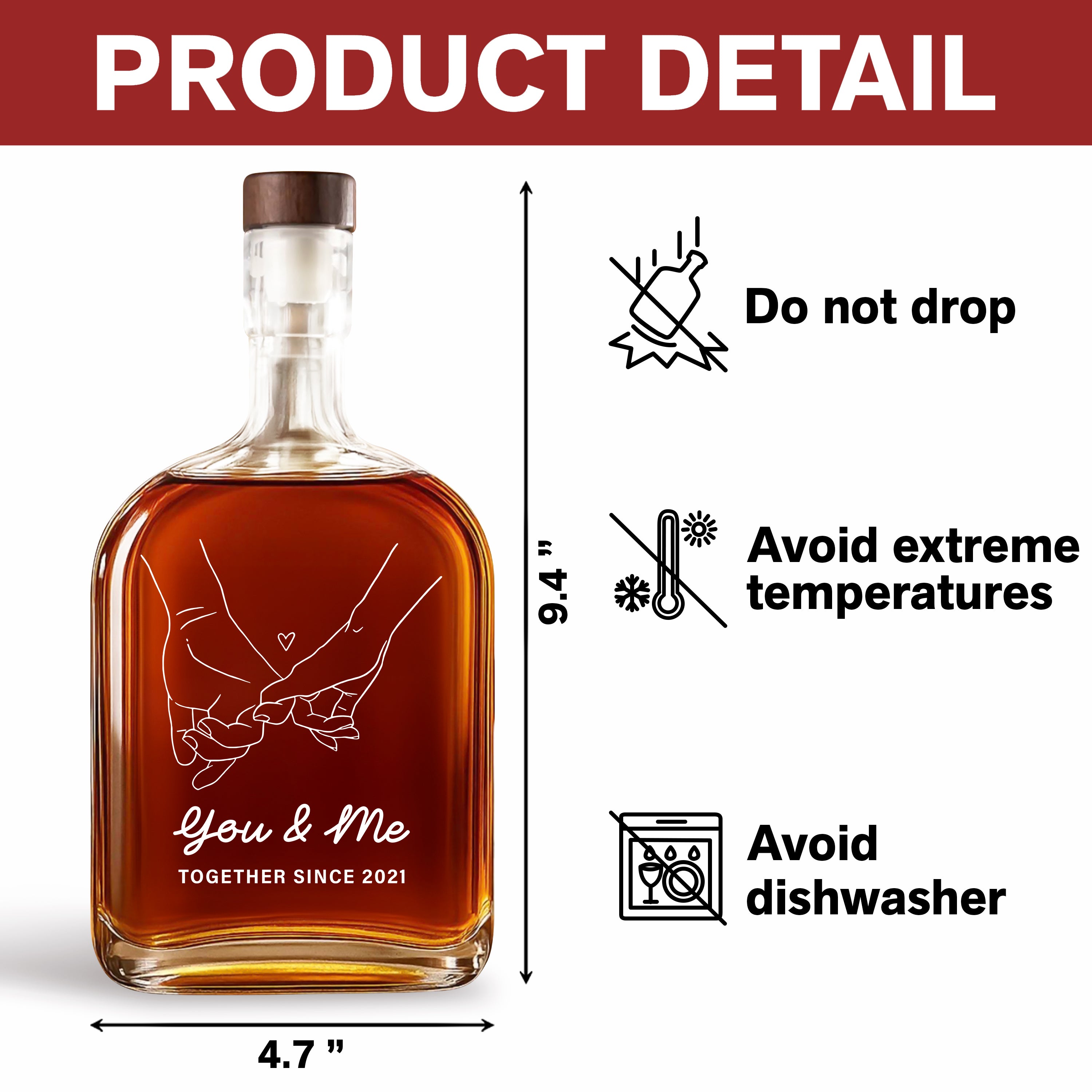 You & Me - Custom Couple Name - Personalized Custom Whiskey Bottle