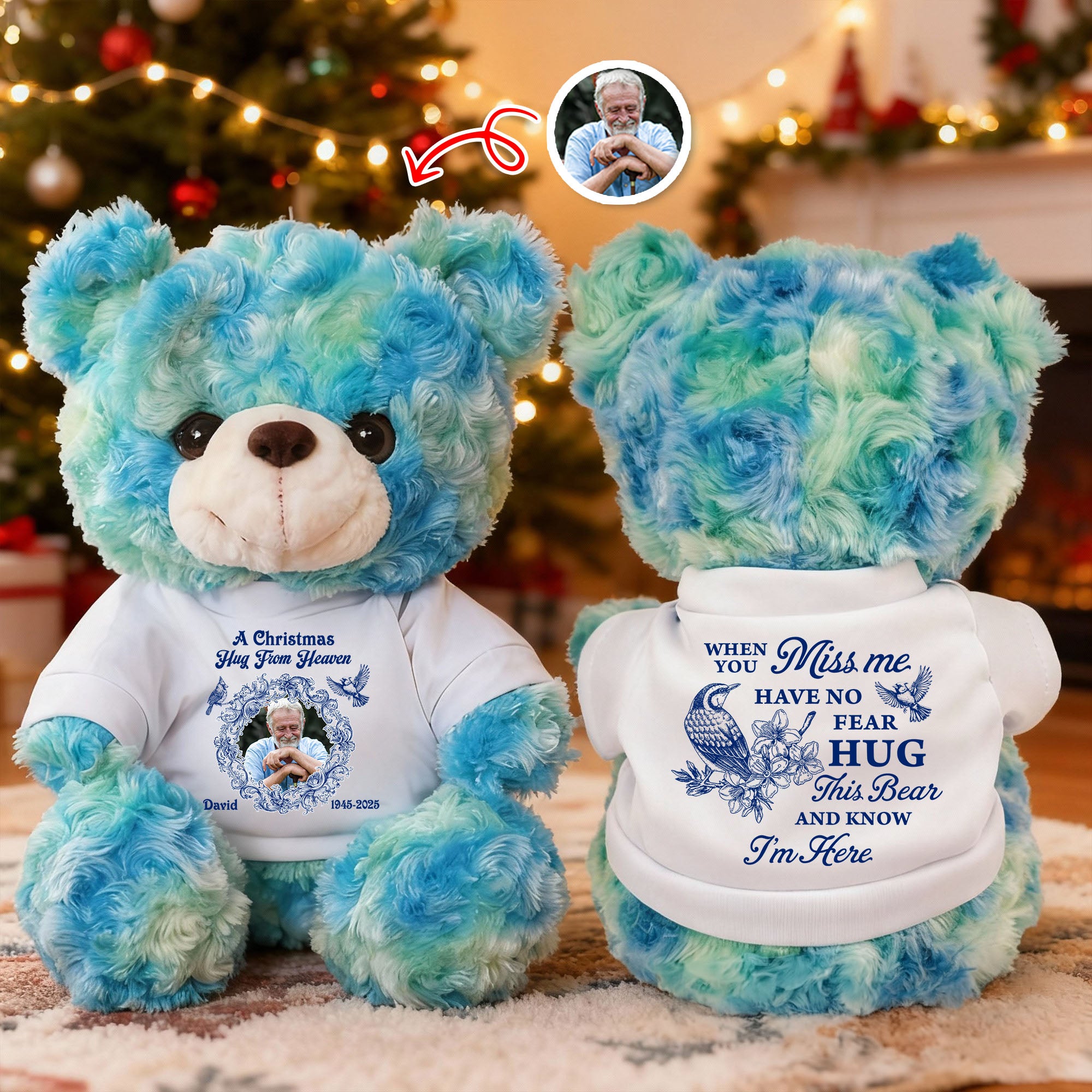 A Christmas From Heaven - Custom Name and Photo - Personalized Bear Plush