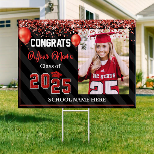 Congrats Class of 2025 Lawn Sign, Personalized Graduate 2025 Graduation Lawn Sign, Graduation Gift