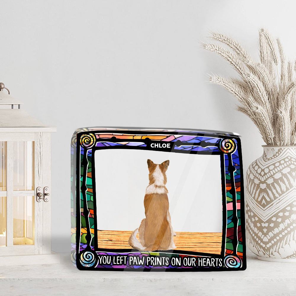 You Left Pawprints on Our Heart - Custom Shape Acrylic Block Plaque