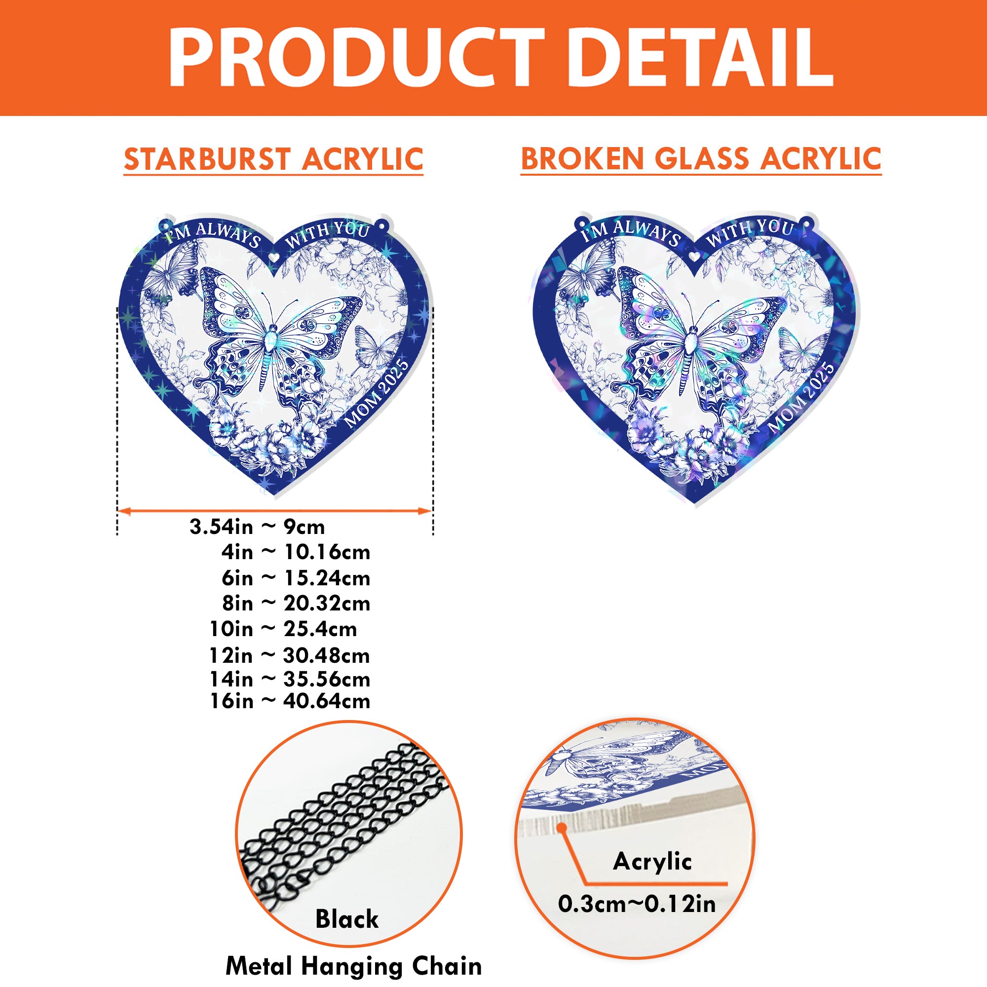 Always With You - Custom Name Memorial Ornament 2-layered  - Custom Shape Hologram Ornament