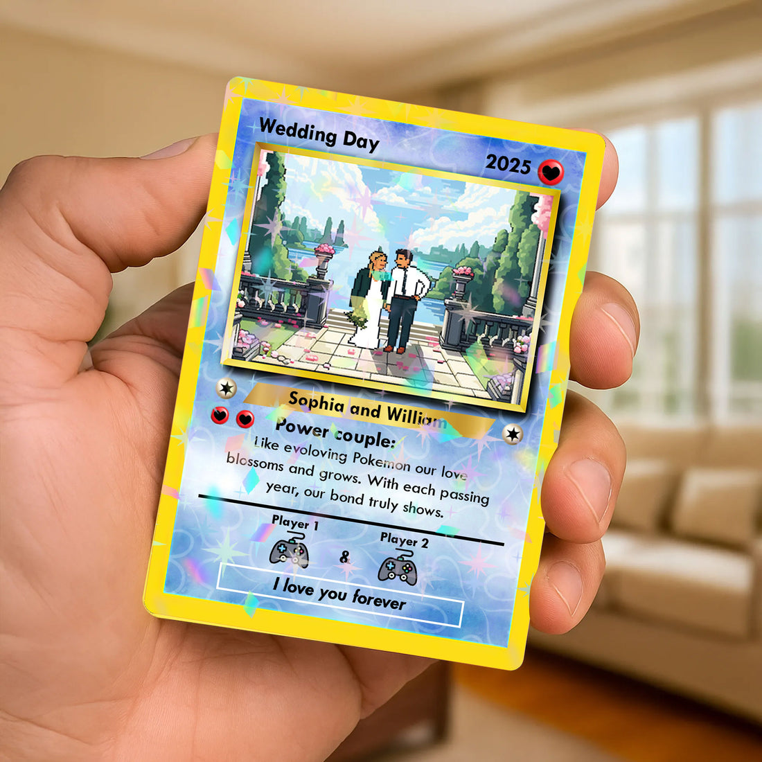 Personalized Couple Gift - Wedding Day - Custom Shape Hologram Ornament