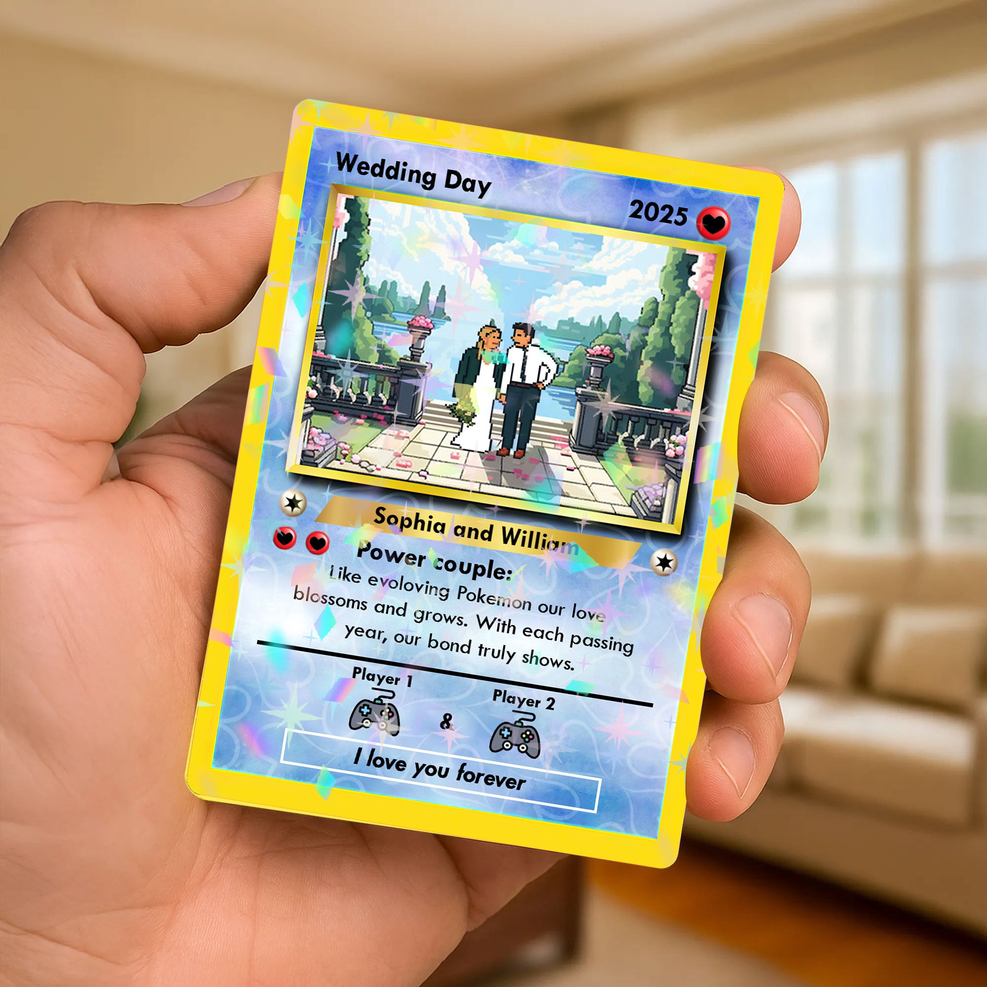 Personalized Couple Gift - Wedding Day - Custom Shape Hologram Ornament