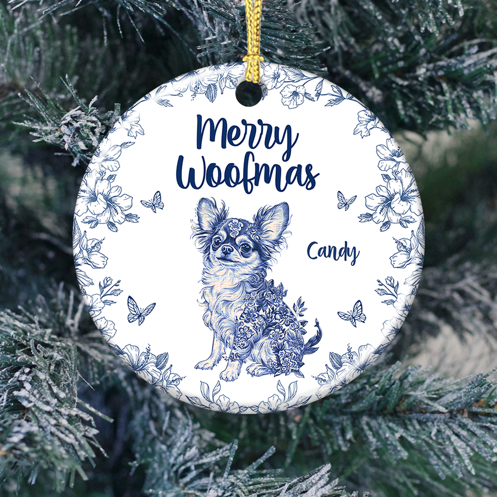 Dog Floral Garden - Personalized Ceramic Ornament