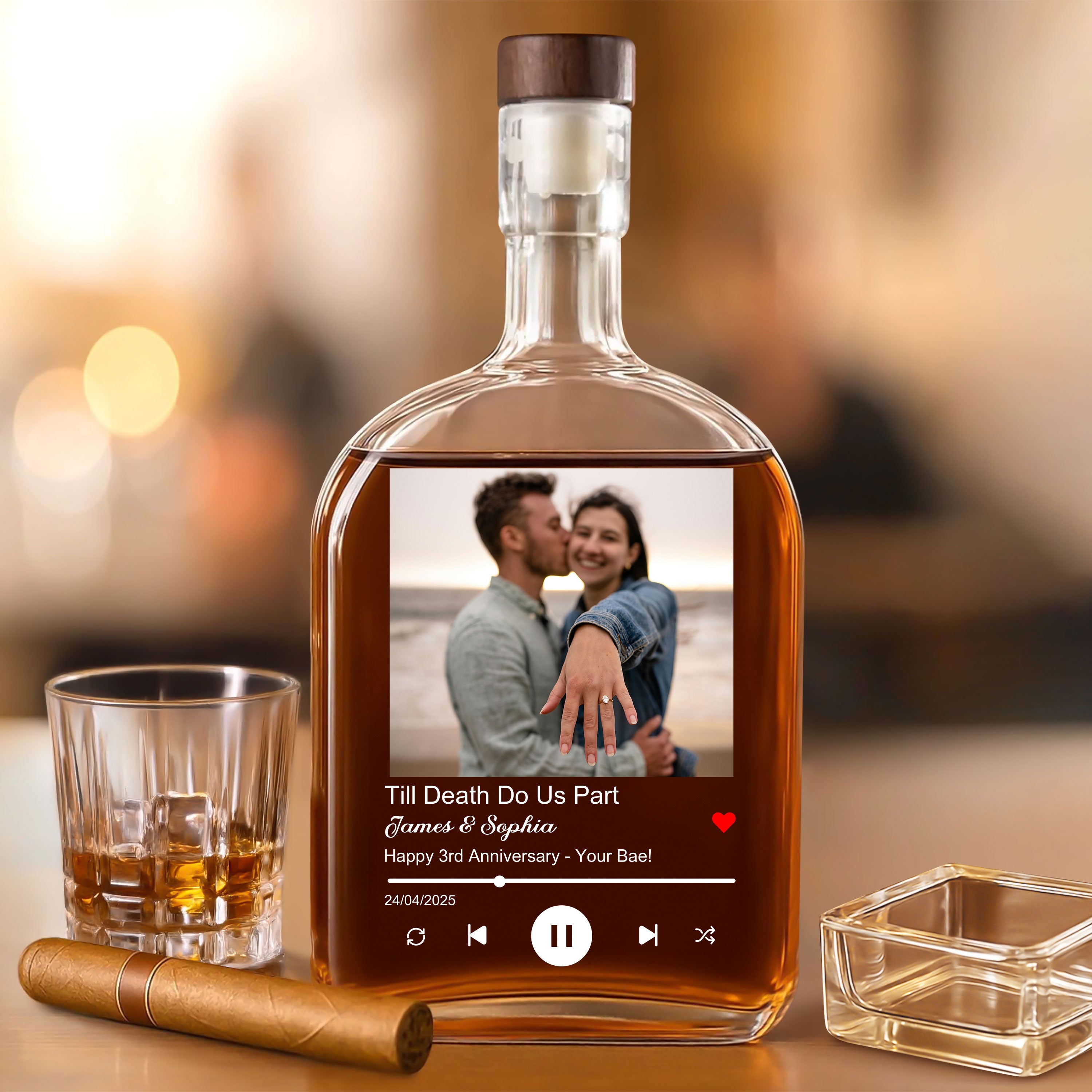 Custom Your Favorite Song, Photo and Name - Personalized Custom Whiskey Bottle