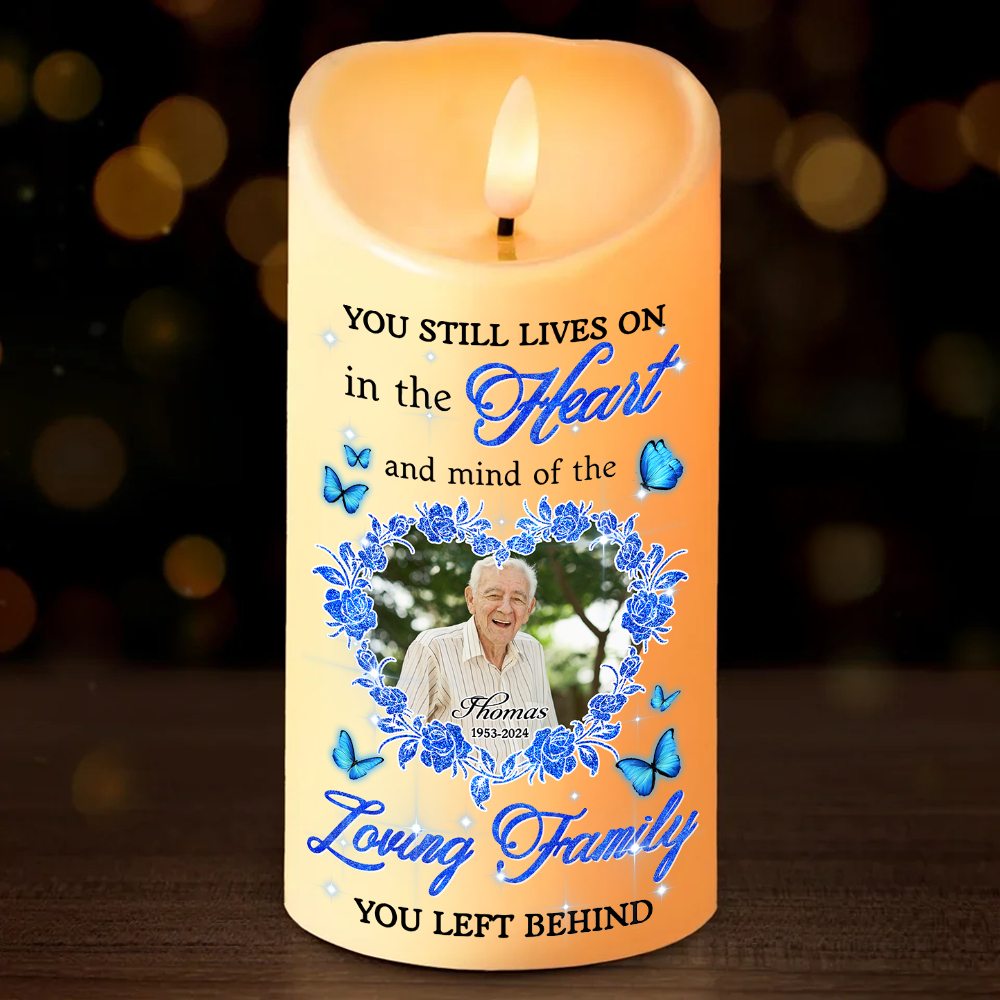 Custom Name and Photo Memorial Gift - Personalizes Memorial Photo LED Candle