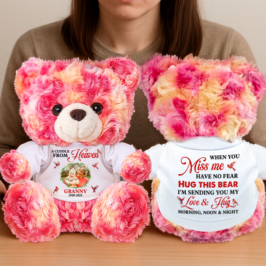 A Cuddle From Heaven - Personalized Memorial Bear Plush - Custom Name and Photo Teddy Bear