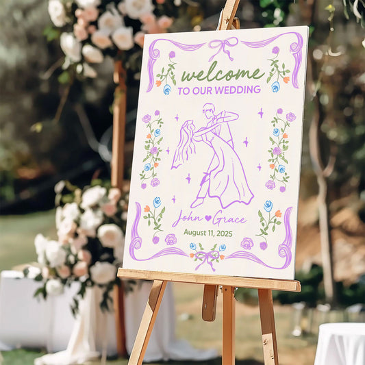 Welcome to Our Wedding Sign - Custom Name and Date Wedding Law Sign