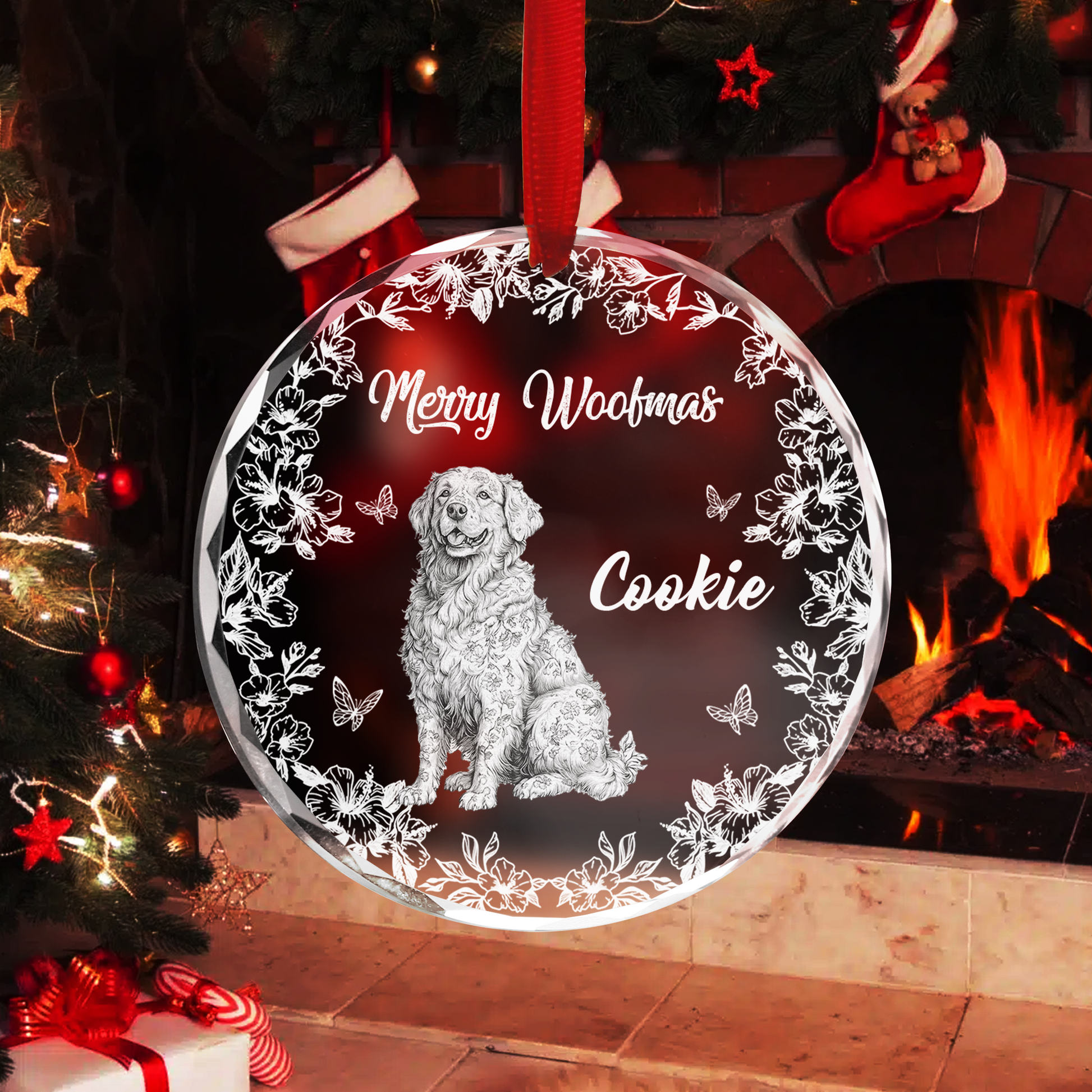 Merry Woofmas - Personalized Custom Glass Ornament