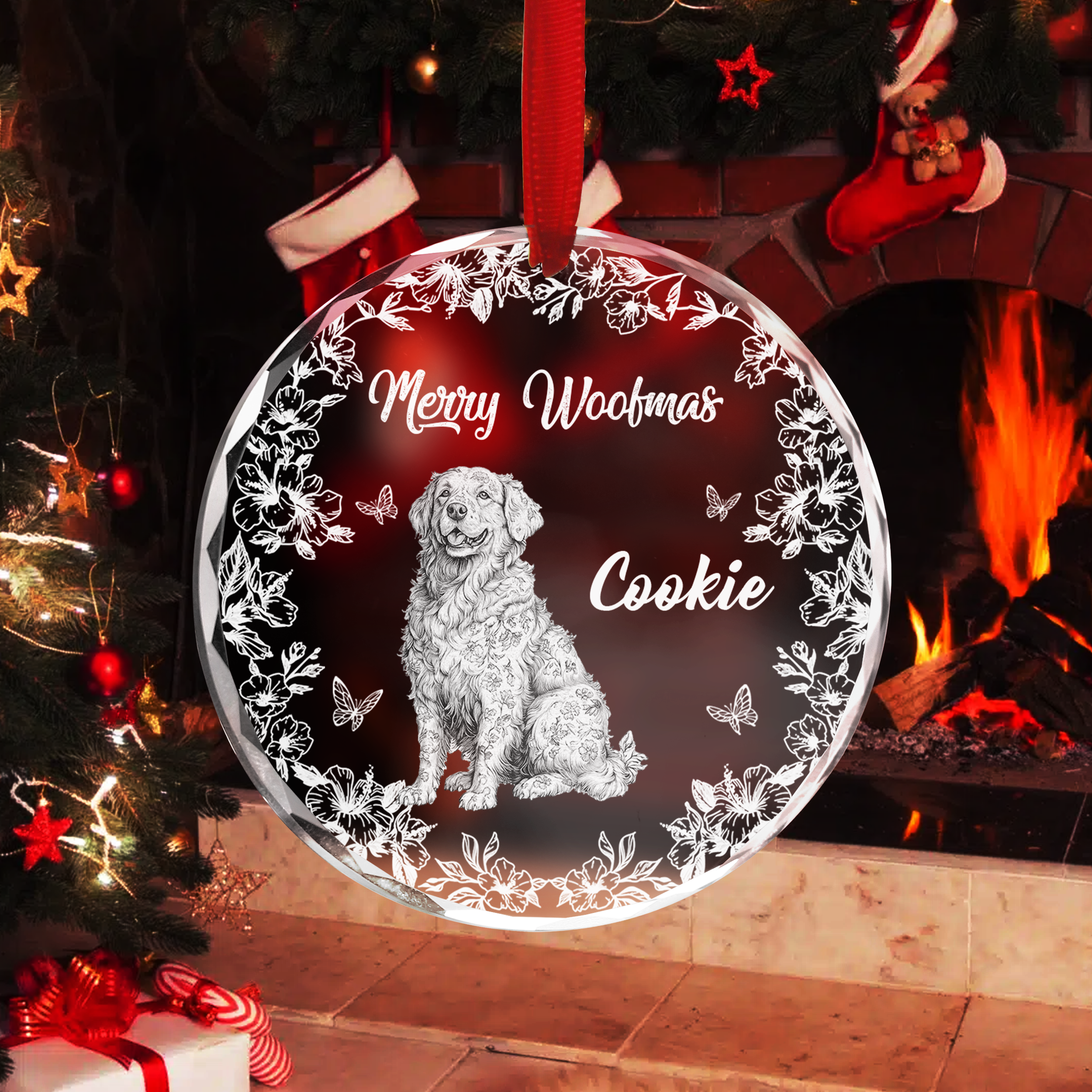 Merry Woofmas - Personalized Custom Glass Ornament