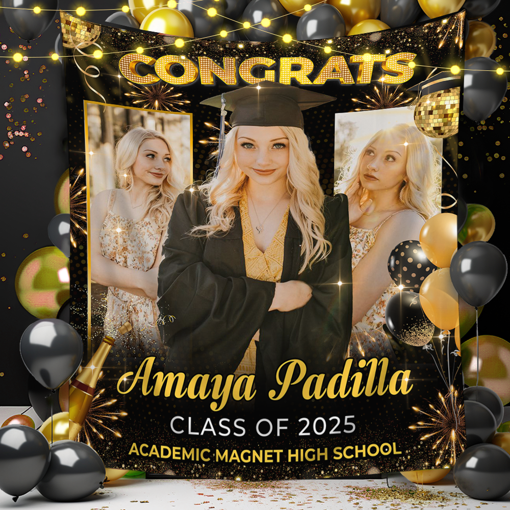 Personalized Congrats Class of 2025 Graduation Backdrop – Perfect for Graduation Party Decorations