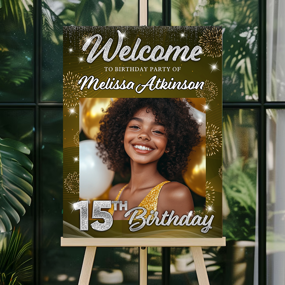 Welcome To My Birthday Sign - Custom Name & Photo Law Sign - Birthday Party Welcome Sign